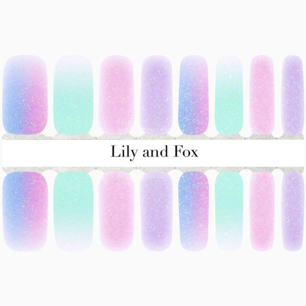 3 for 15 - LILY & FOX - PASTEL GLITZ Nail Stickers Wrap Strips Pastel Rainbow - Picture 2 of 11